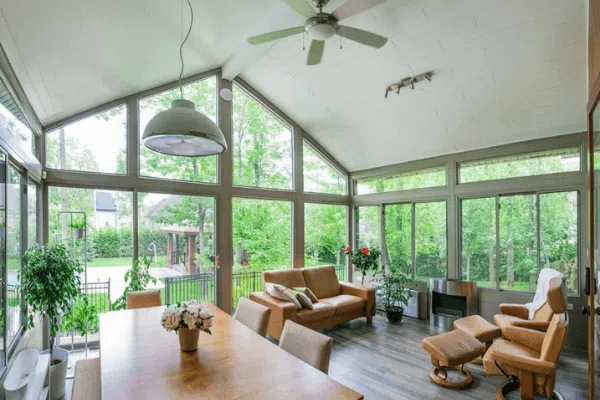 Bright room shows off the benefit of a thermal sunroom.